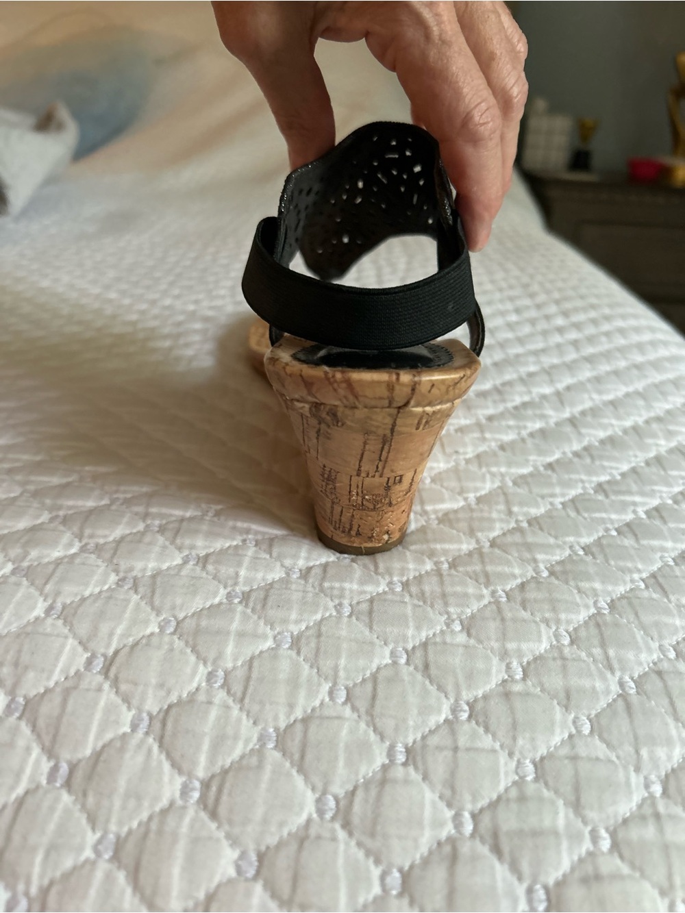 Croft & Barrow Black Cork Wedge Sandals with Elastic Back Size 10 - Picture 6 of 10
